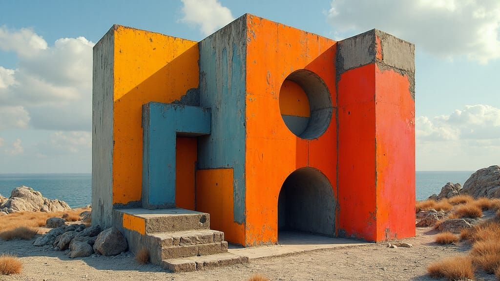 Brutalist Masterpiece in Vibrant Hues