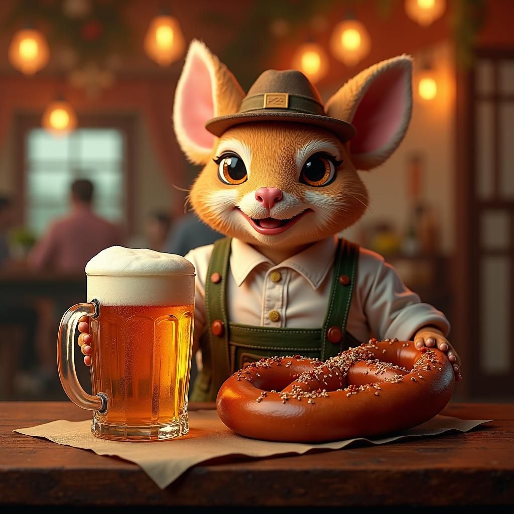 Festive Anthropomorphic Octoberfest Meal in Digital Art Styl...