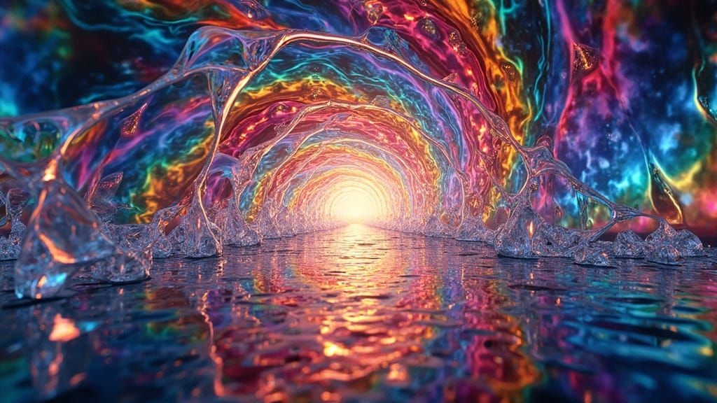 Vibrant Fractal Rainbow Explosion in Op-Art Style