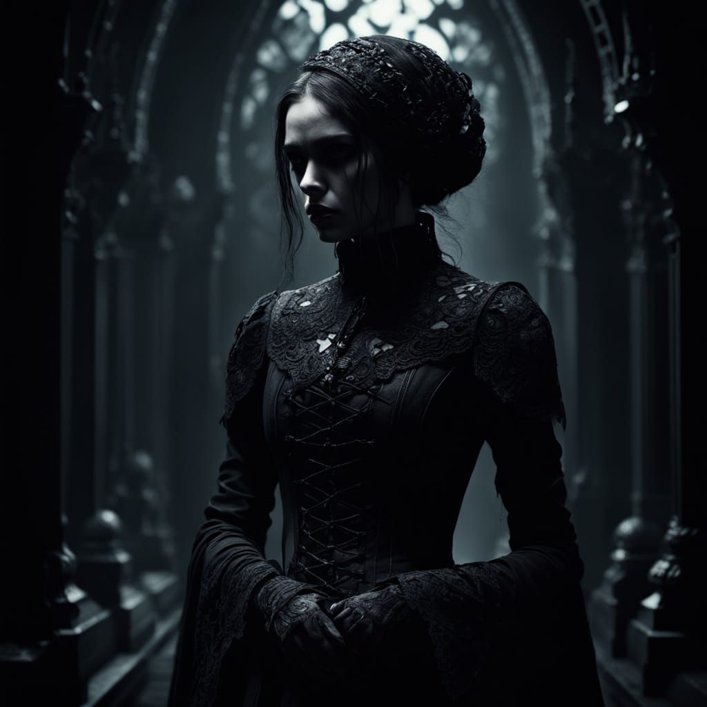 Gothic Figure in Black: Dark Digital Art