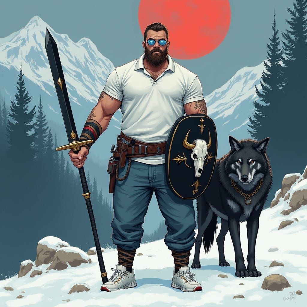 Viking Warrior in Comic Book Style