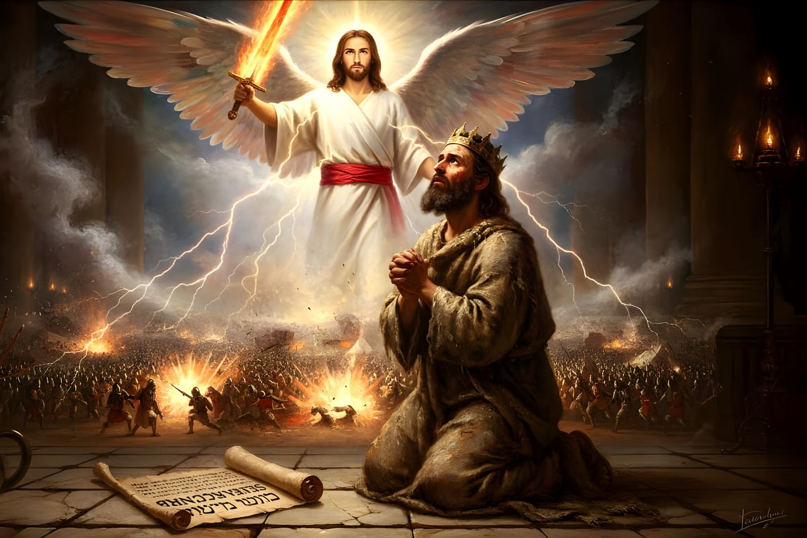 Hezekiah Prays, Angel of the Lord Strikes Assyrian Army