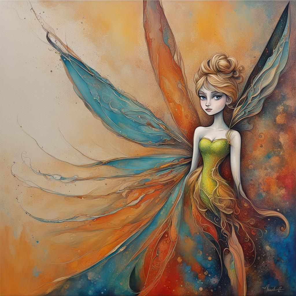 Abstract Tinkerbell Portrait in Complementary Colors