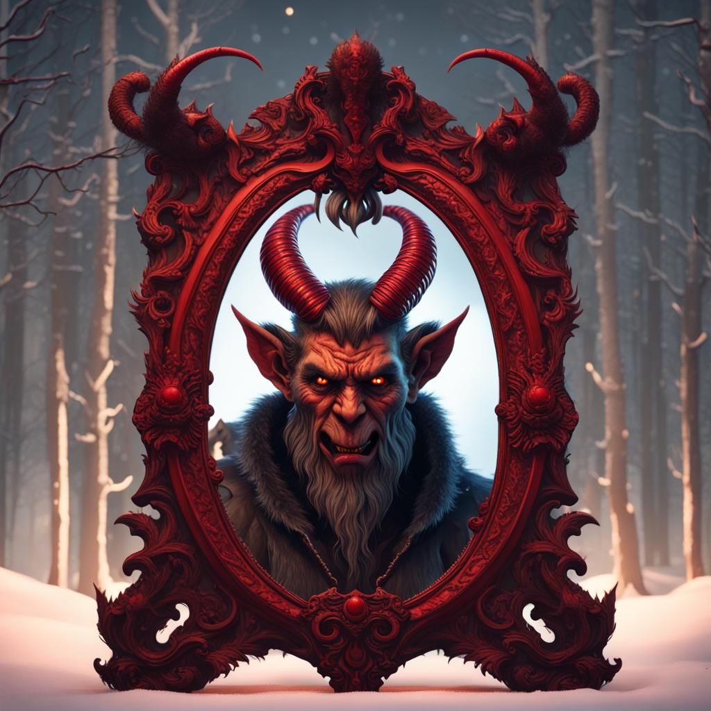 Krampus Mirror Reflection in Amazonian Art Style