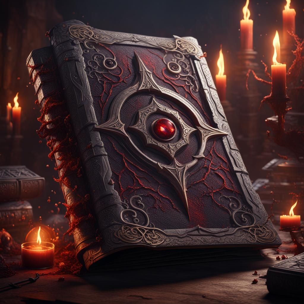 Detailed Demonic Spellbook Concept Art