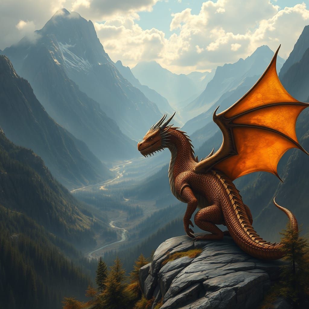 Majestic Western Dragon Stands Guard Over Breathtaking Mount...