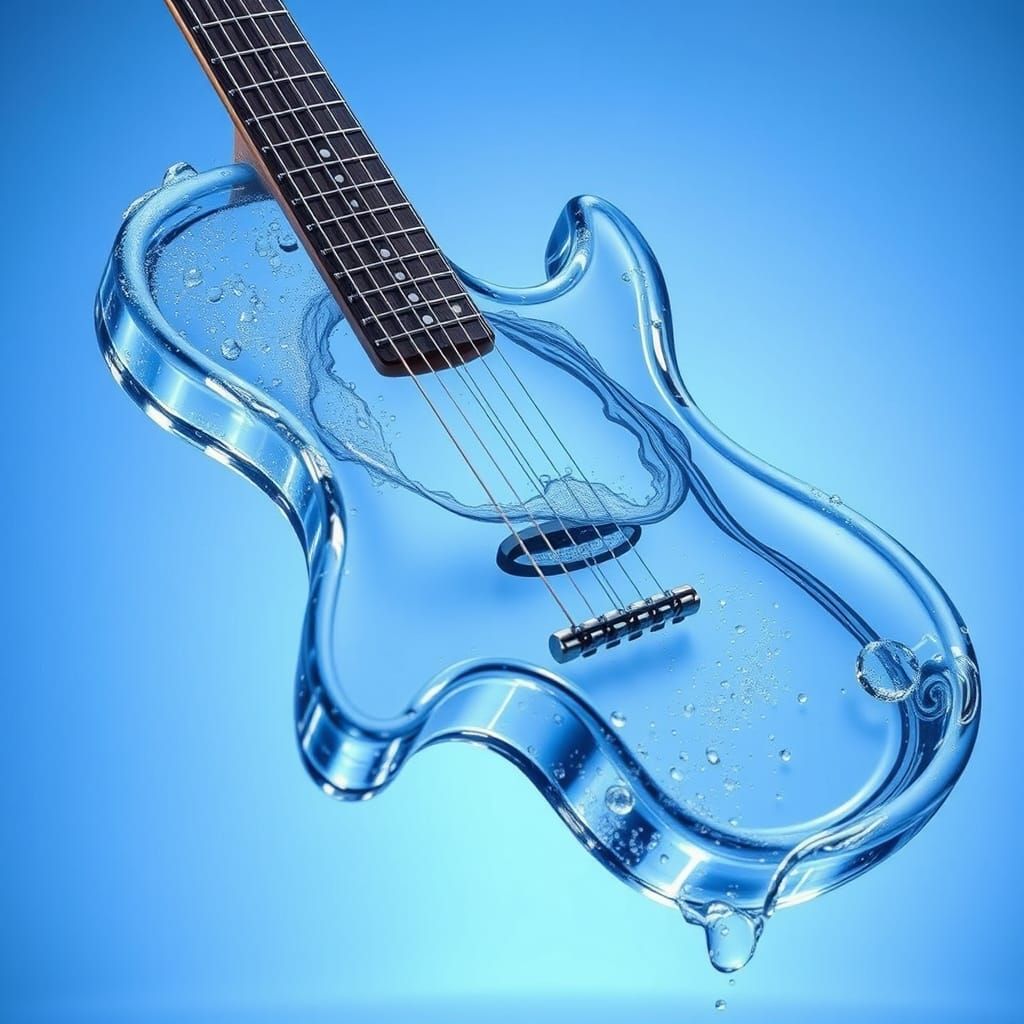 Magical Water Guitar with Shimmering Wave Body