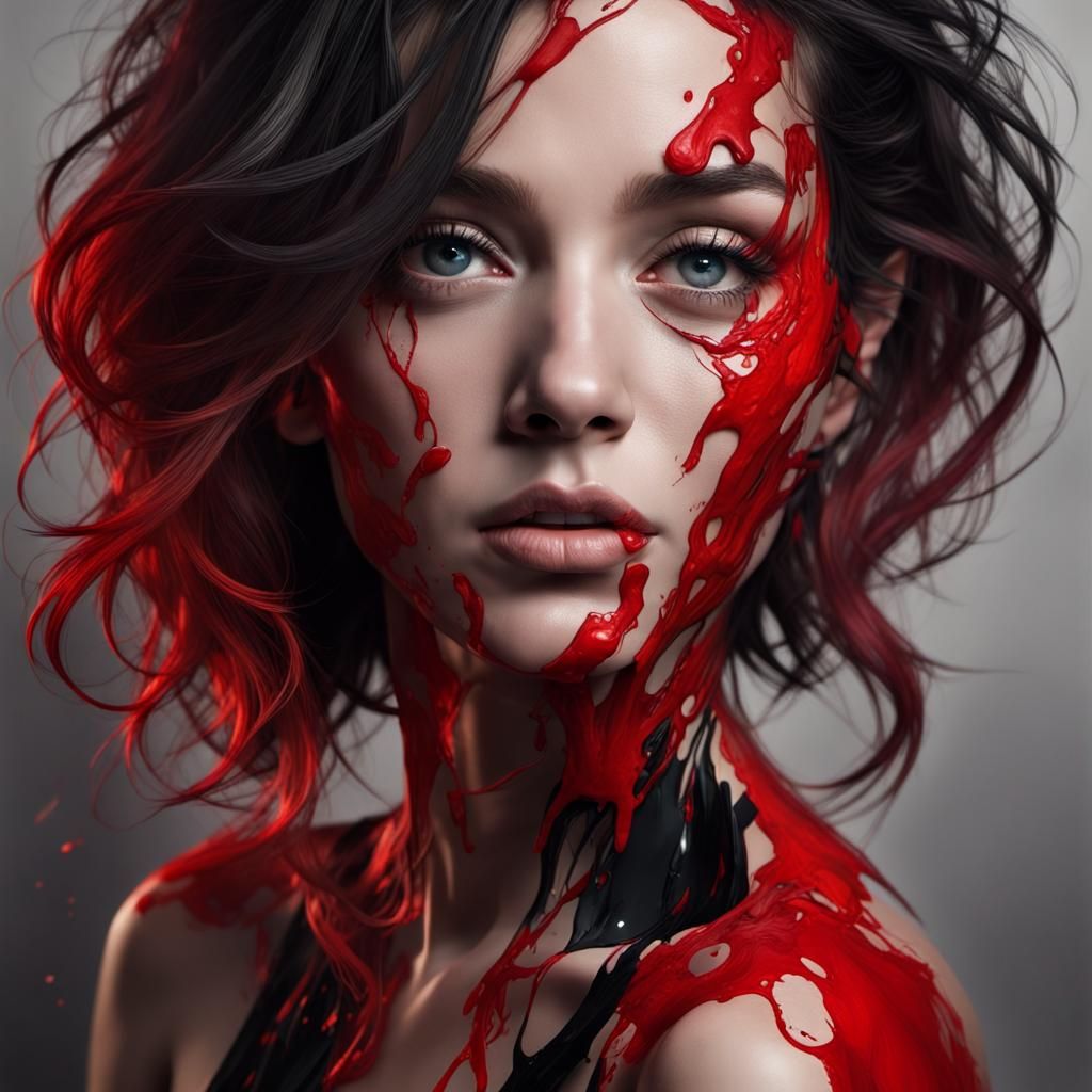 Intricate Copper Hair Portrait in Dark Fantasy Style