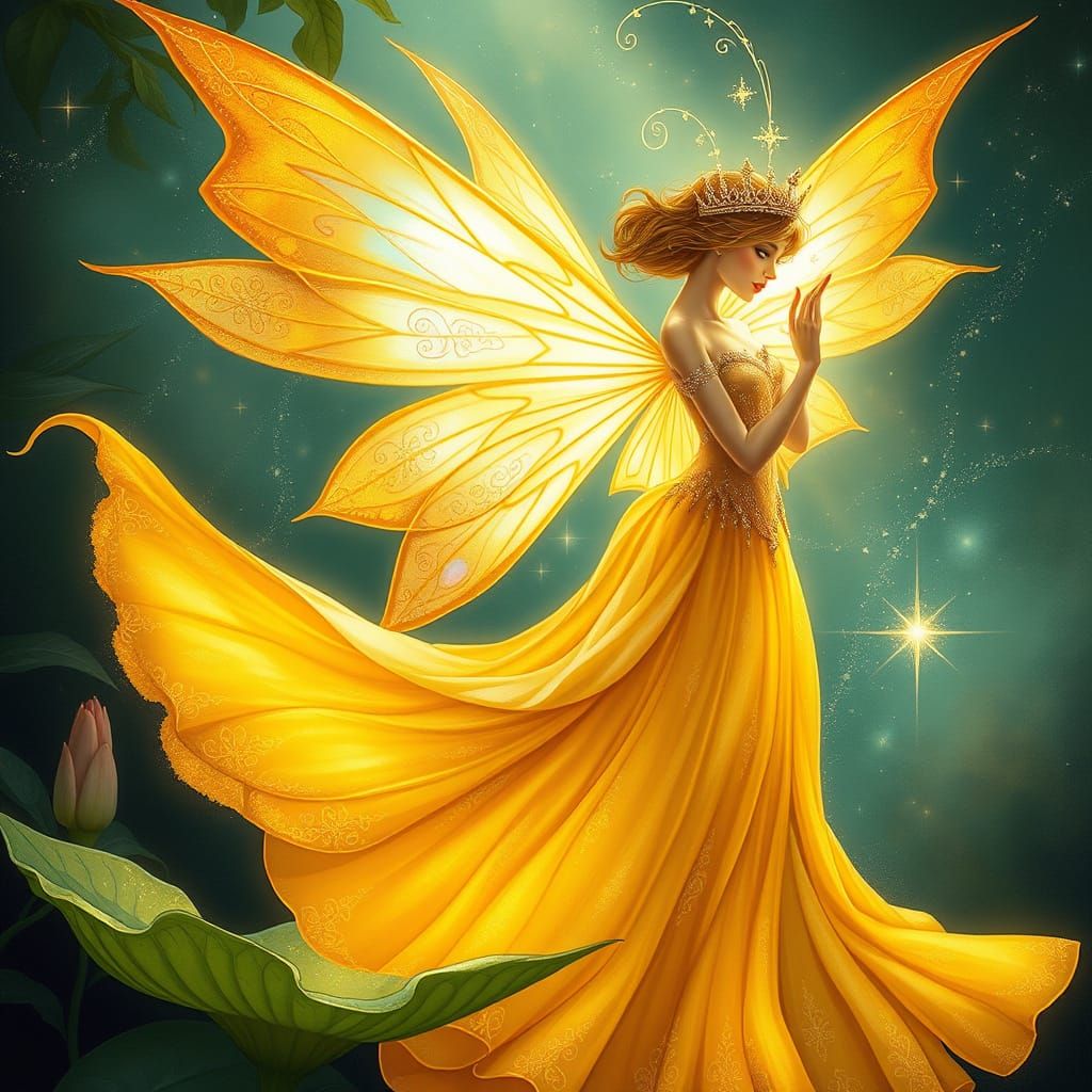 Regal Fairy Princess in Vibrant Sunset Hues