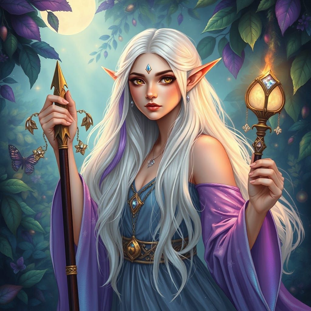 Enchanted Fey Sorceress in the Heart of the Feywild