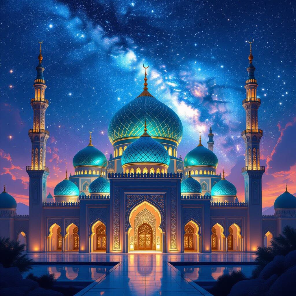 Galactic Aladdin Mosque in Futuristic Style