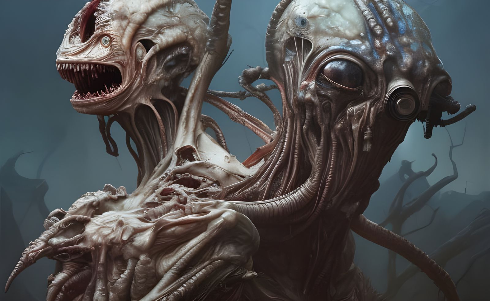 Alien Mutant Devouring Corpses, Hyperdetailed Concept Art