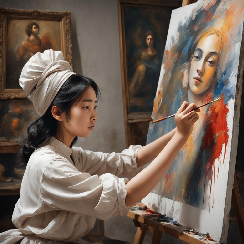 Souls Intertwined: AI and Painter Create a World