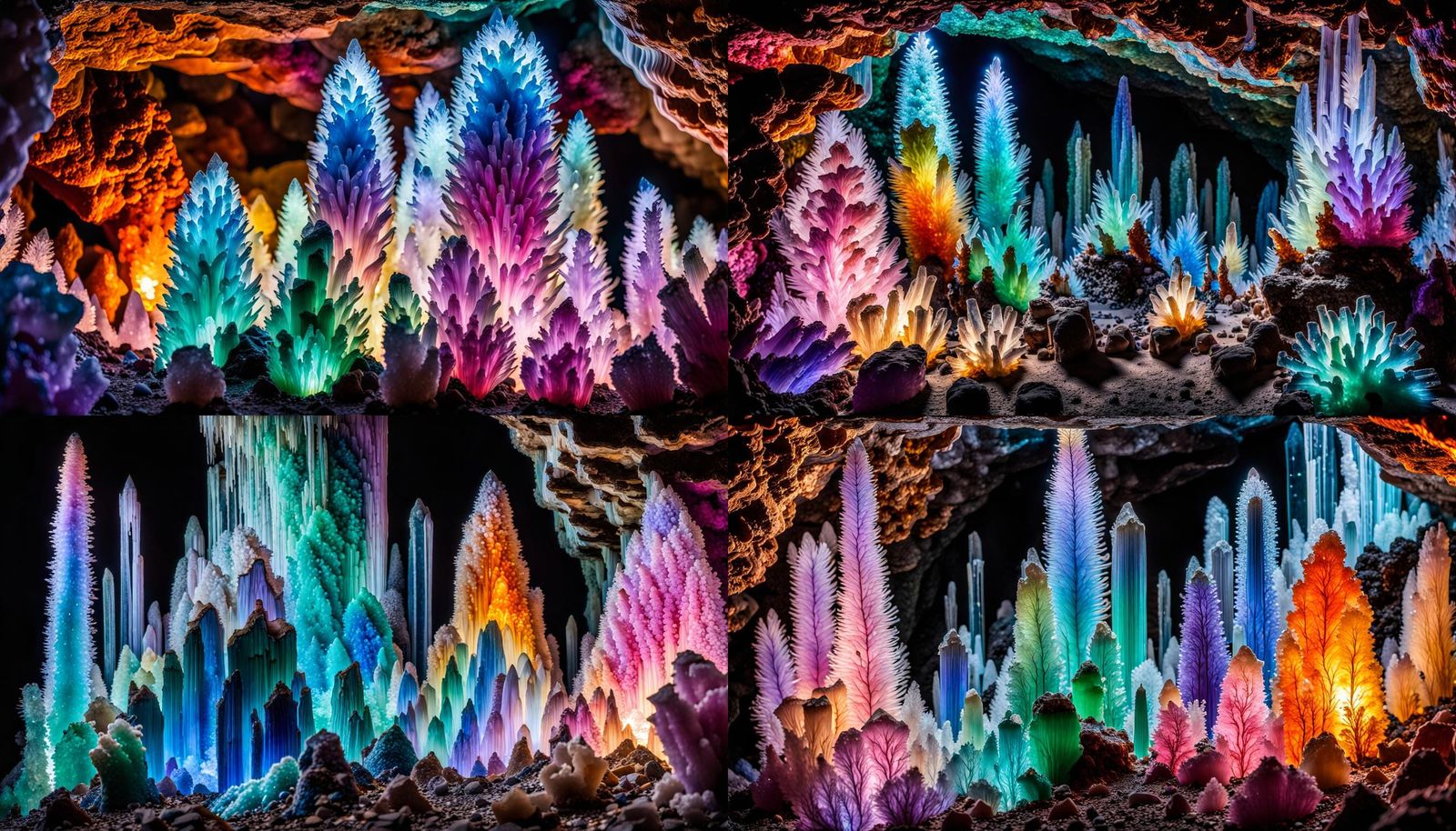 Magical Iridescent Crystal Cave with Radiant Light