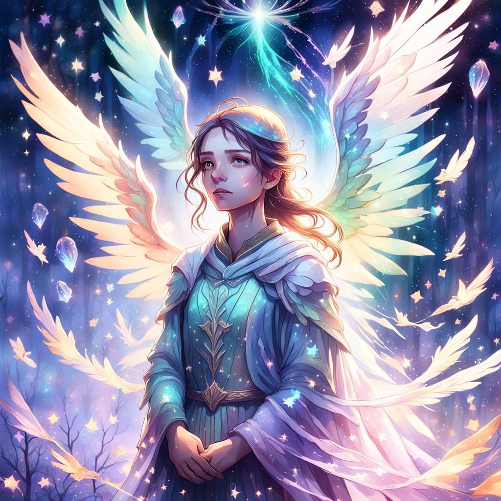 Ethereal Woman with Broken Wings in Dreamscape