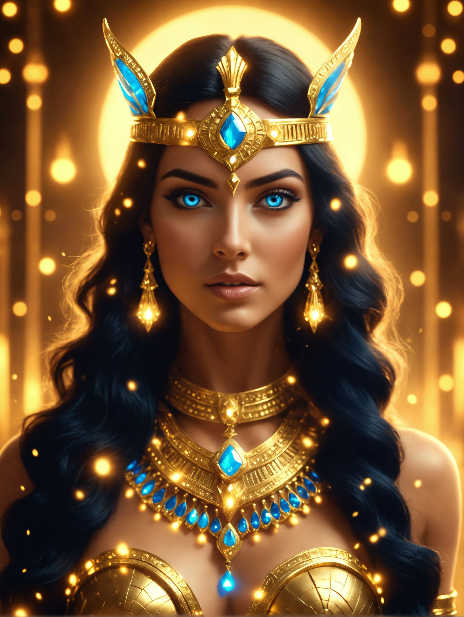 Egyptian Warrior Goddess Radiates Golden Glory