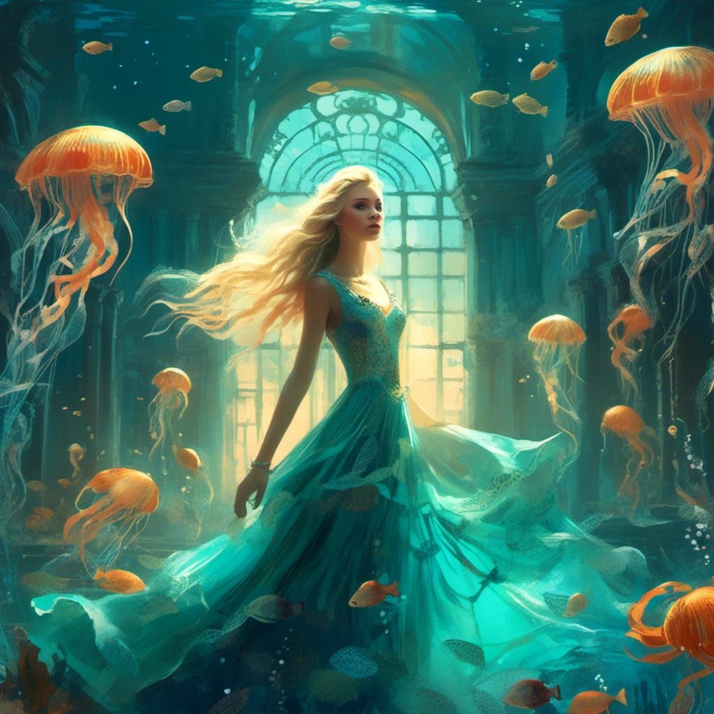 Underwater Princess in Sunken City Concept Art