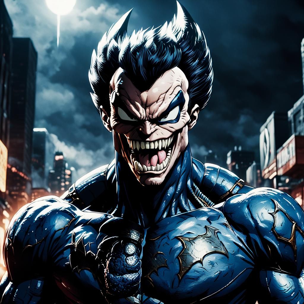 Epic Cinematic Still of Venom and Vegeta in a Dark, Gritty W...