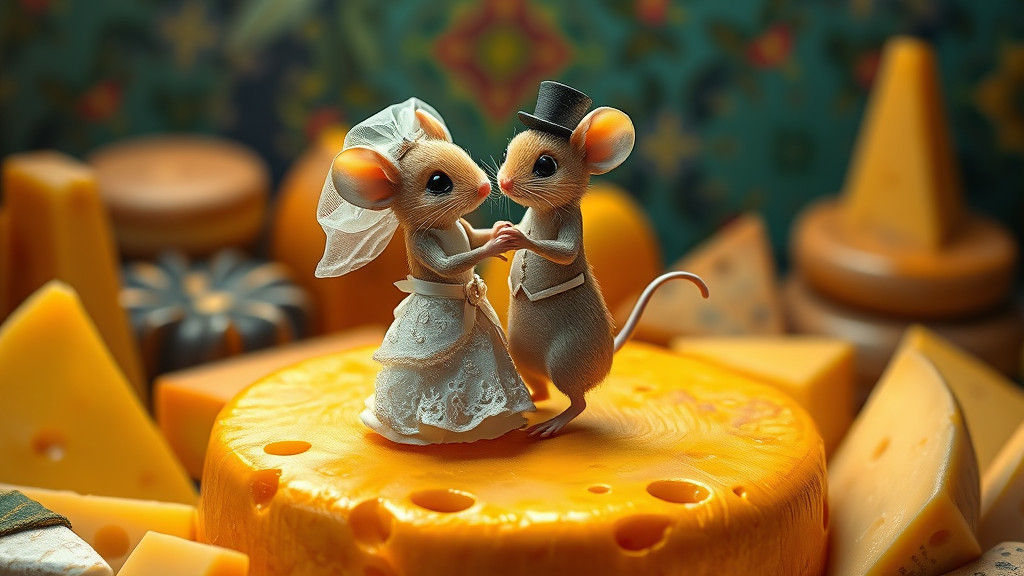 Mouse Wedding Dance on Cheese Wheel
