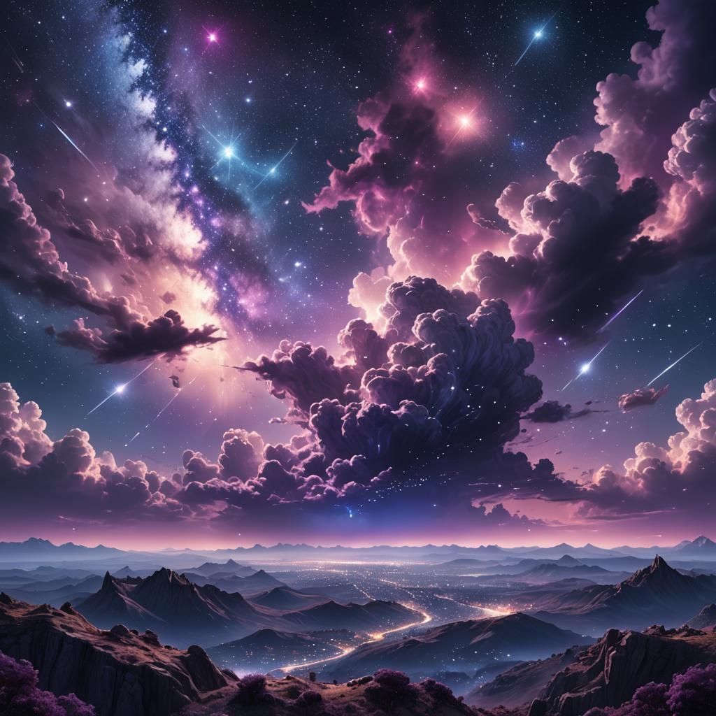 Sparkling Stars in a Fantasy Night Sky