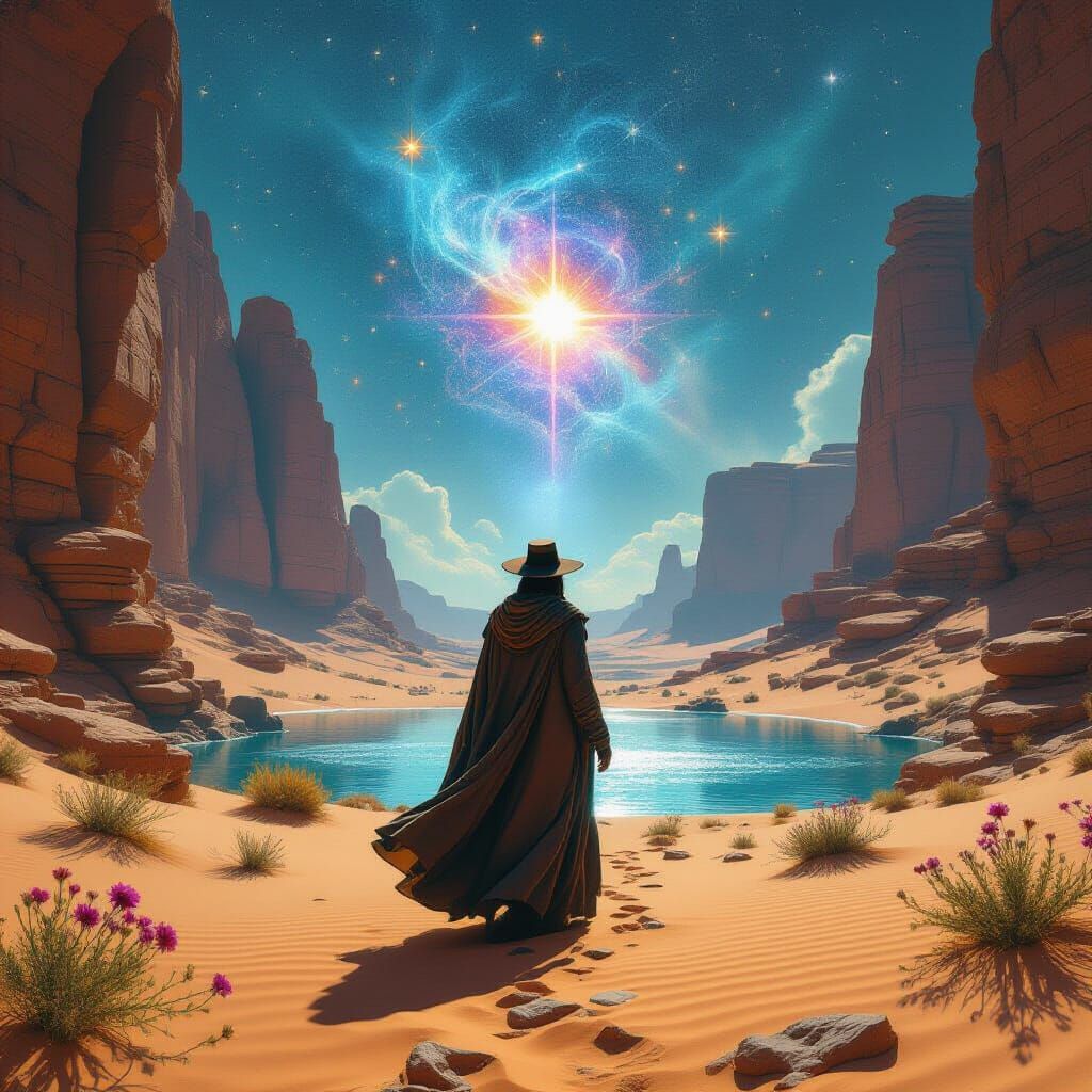 Cosmic Oasis Discovery in Detailed Matte Painting