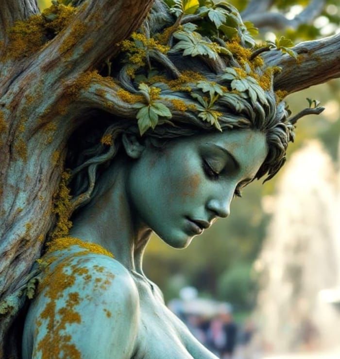 Surreal Wood Nymph Transforms into Tree in Verdigris Copper ...