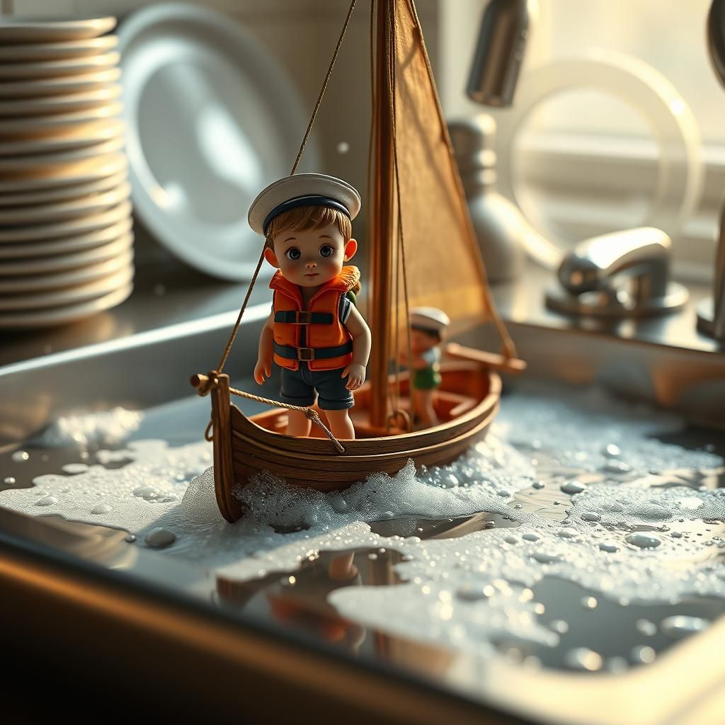 Boys Sailing a Kitchen Sink Soap Sea