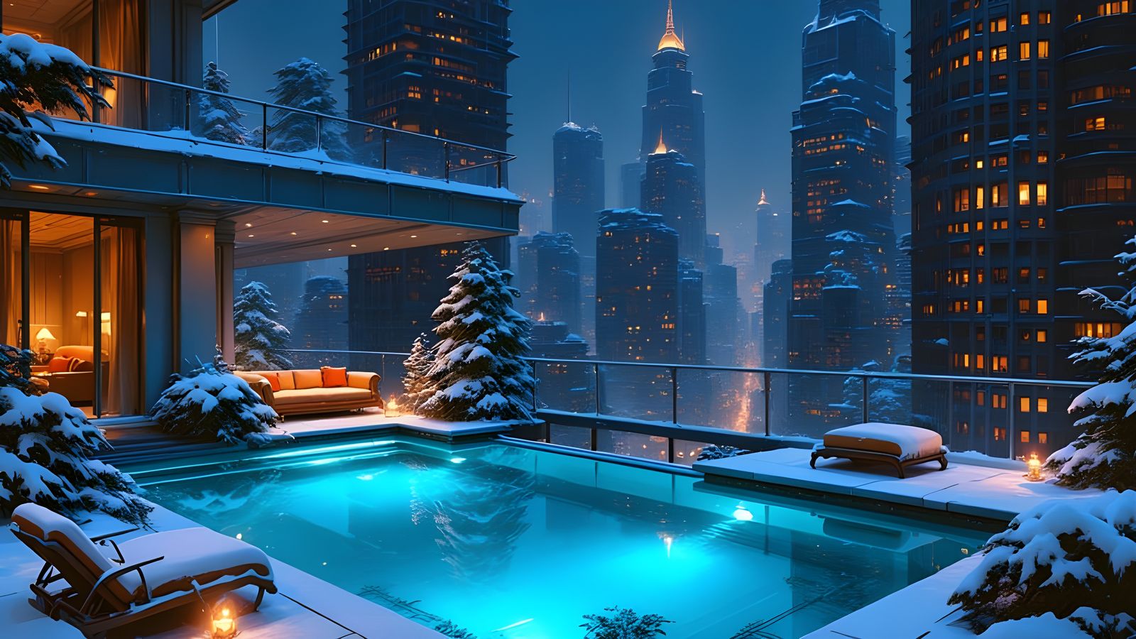 Stunning Nighttime Cityscape in Semi-Realistic Paint Style