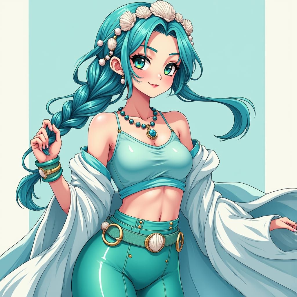 Anime Water Goddess with Pearl Embellishments