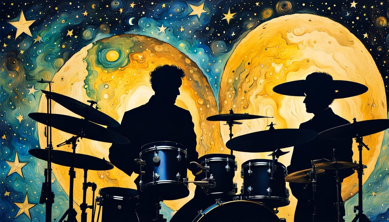 Surreal Starry Night Drum Set, in Van Gogh Style