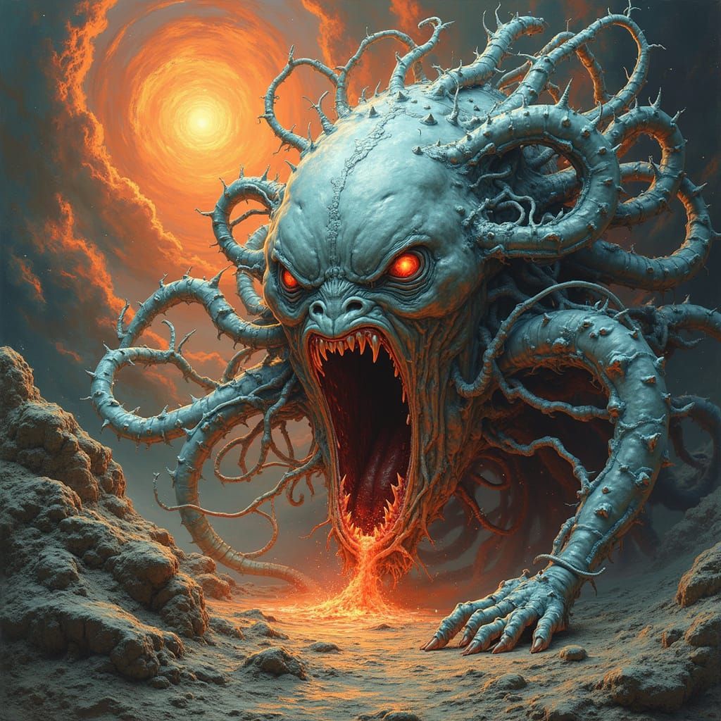 Surreal, Psychedelic Scene: Alien Entity in Agony