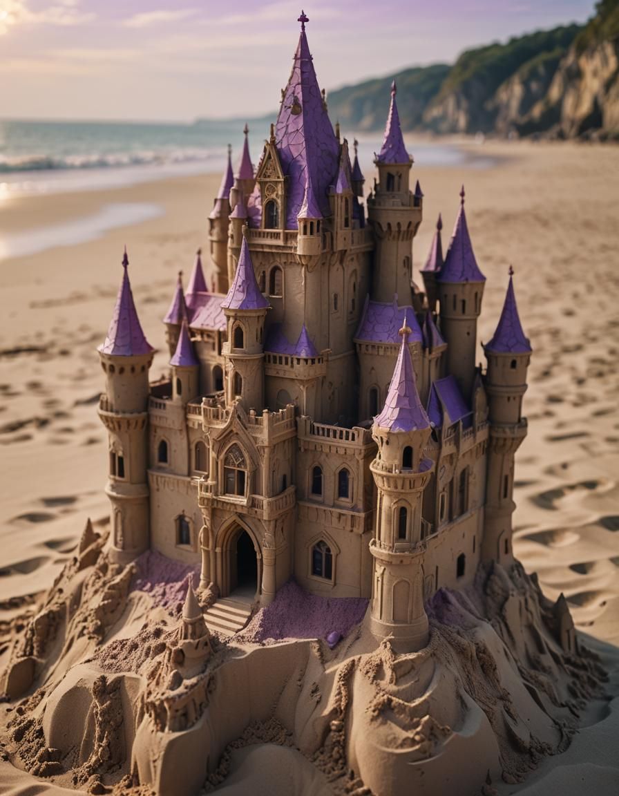 Gothic Surrealist Sandcastle Portrait in Dramatic Lighting