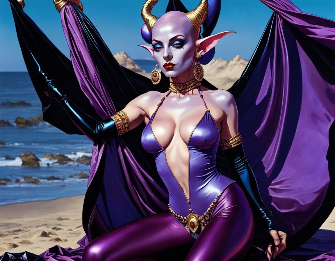 Glossy Purple Goblin Acrobat on Beach