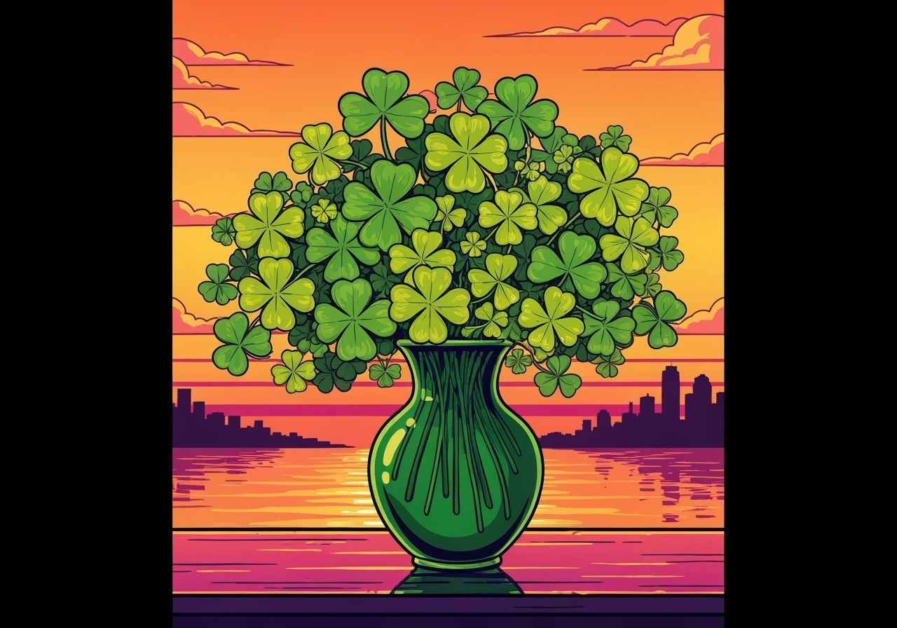 Vibrant Shamrock Bouquet in 80s Pop Art Style