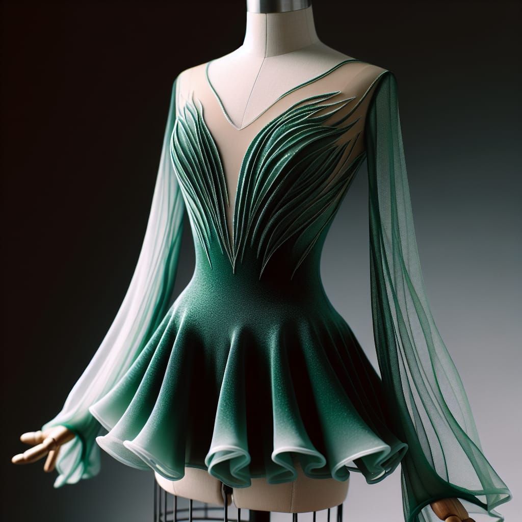 Elegant Green Figure Skating Dress on Display