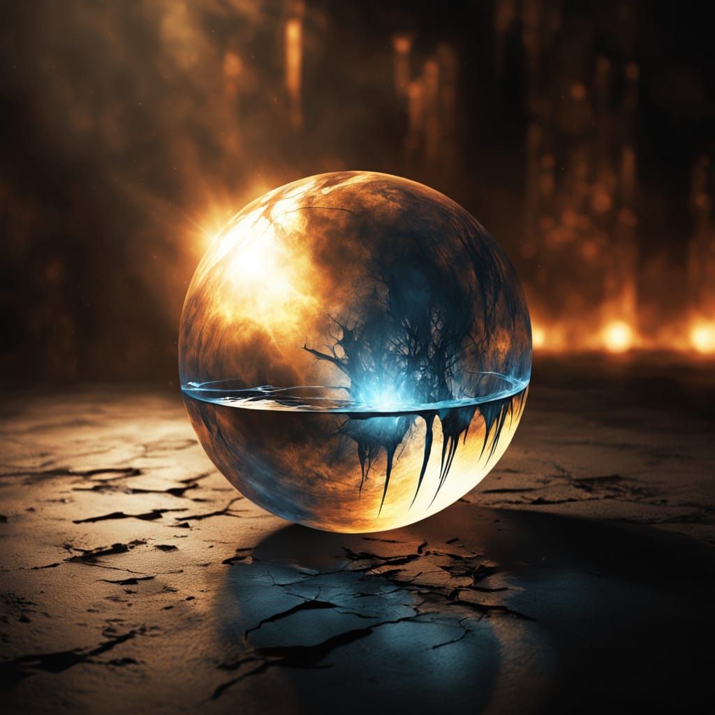 Ethereal Blue Orb in Dark Atmosphere