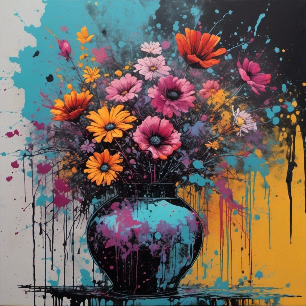 Opulent Winter Flower Still Life in Film Noir Style