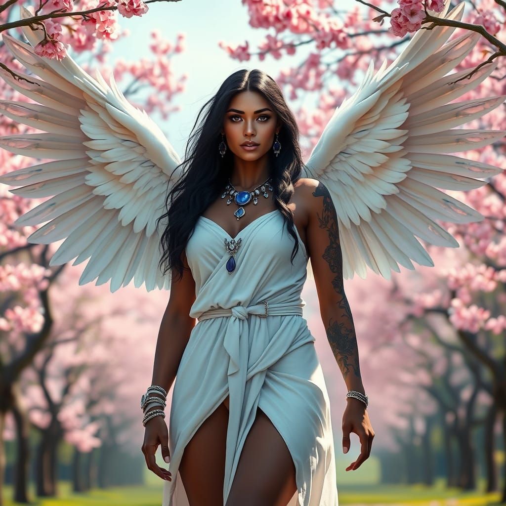 Elegant Goddess of Heaven and Earth in Whimsical Hues