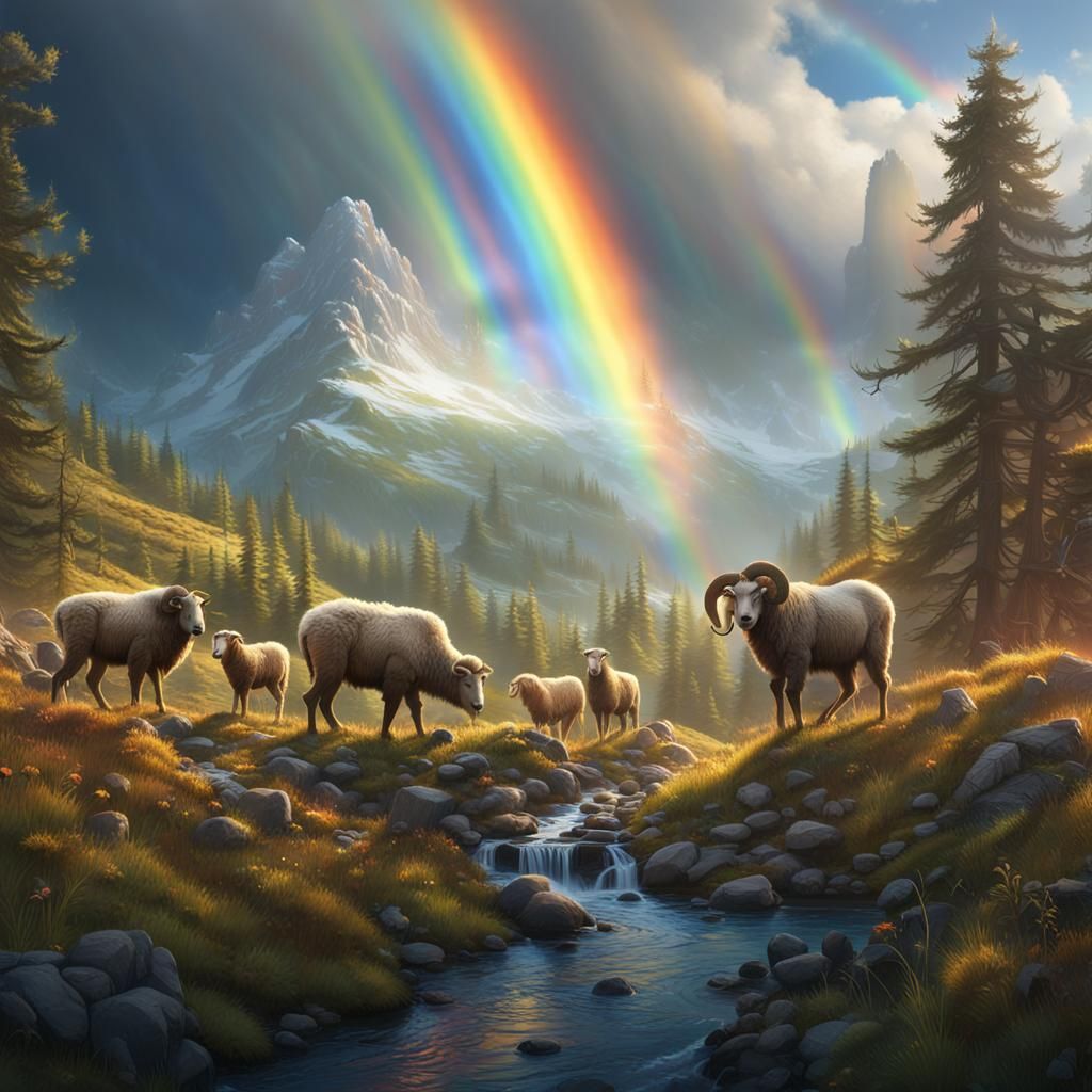 Bigfoot and Sheep Seek Rainbow Gold