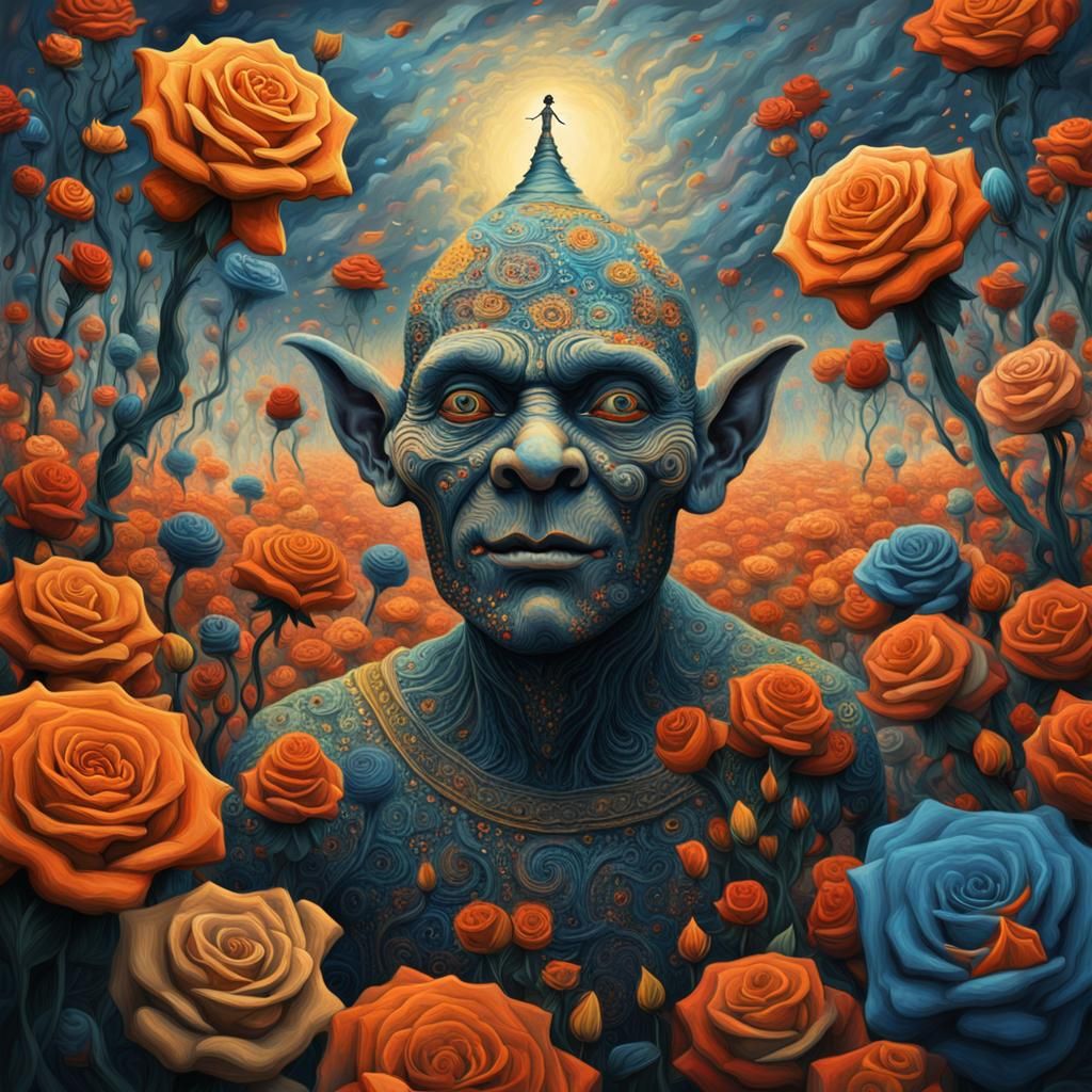 Goblin's Wish: Surreal Rose Garden Dreamscape