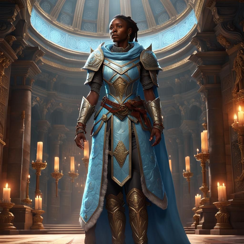Armored Paladin Guarding Council Chamber in Dark Fantasy Sty...