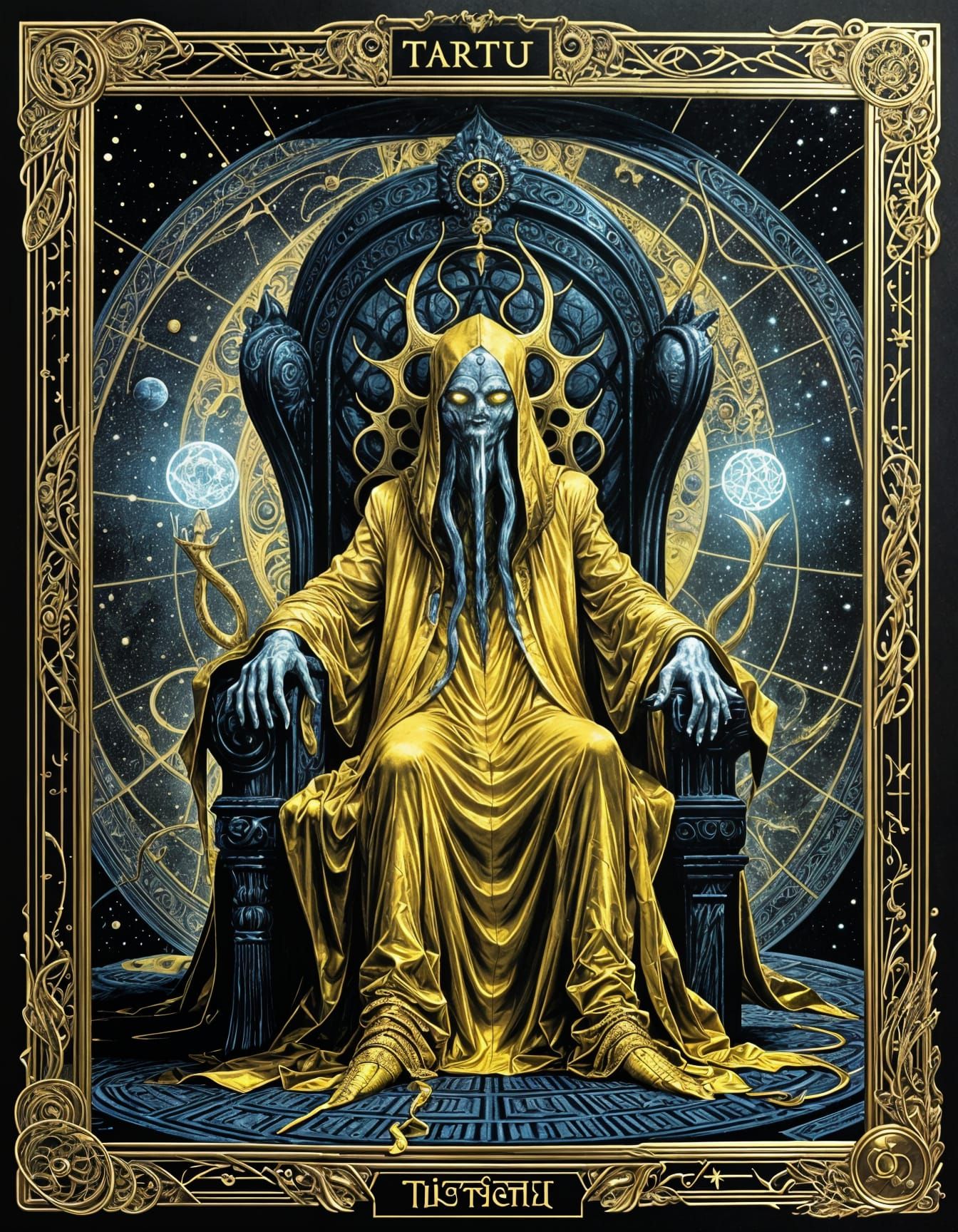 Hastur Tarot Card Art in Cosmic Surrealism