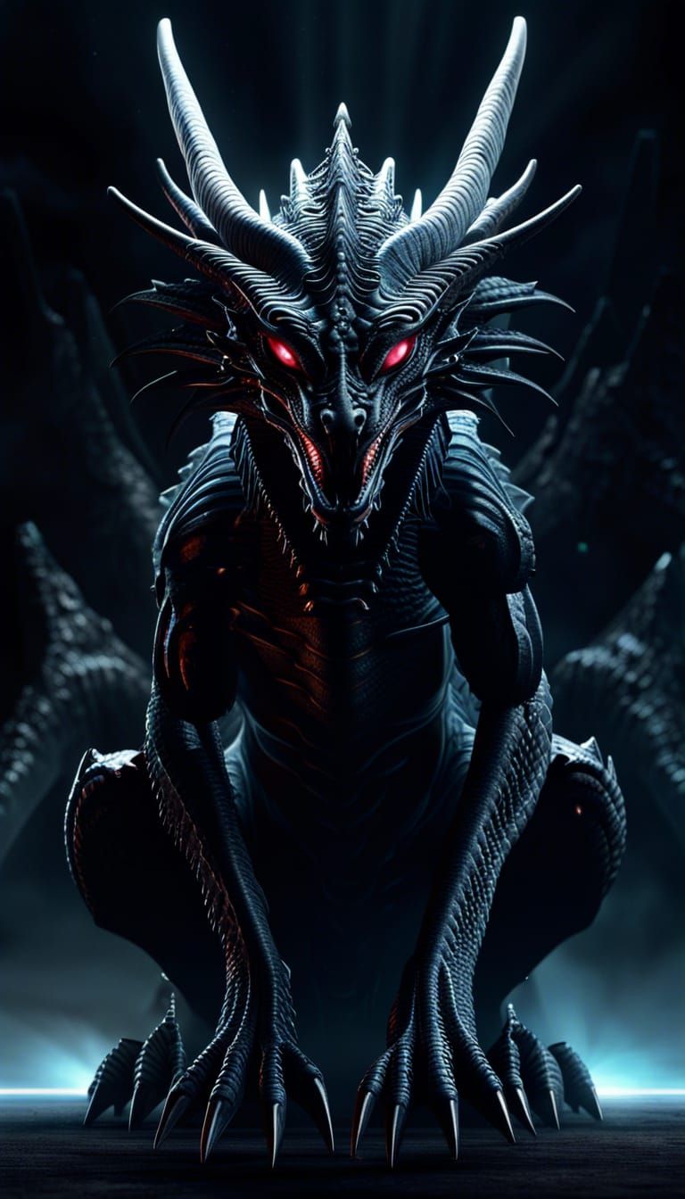 Black Dragon God in Cosmic Void