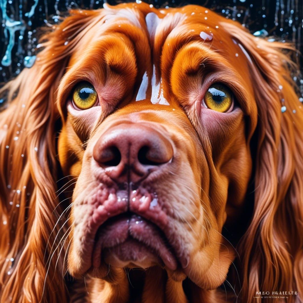 Impressionist Painting of Drooling French Mastiff