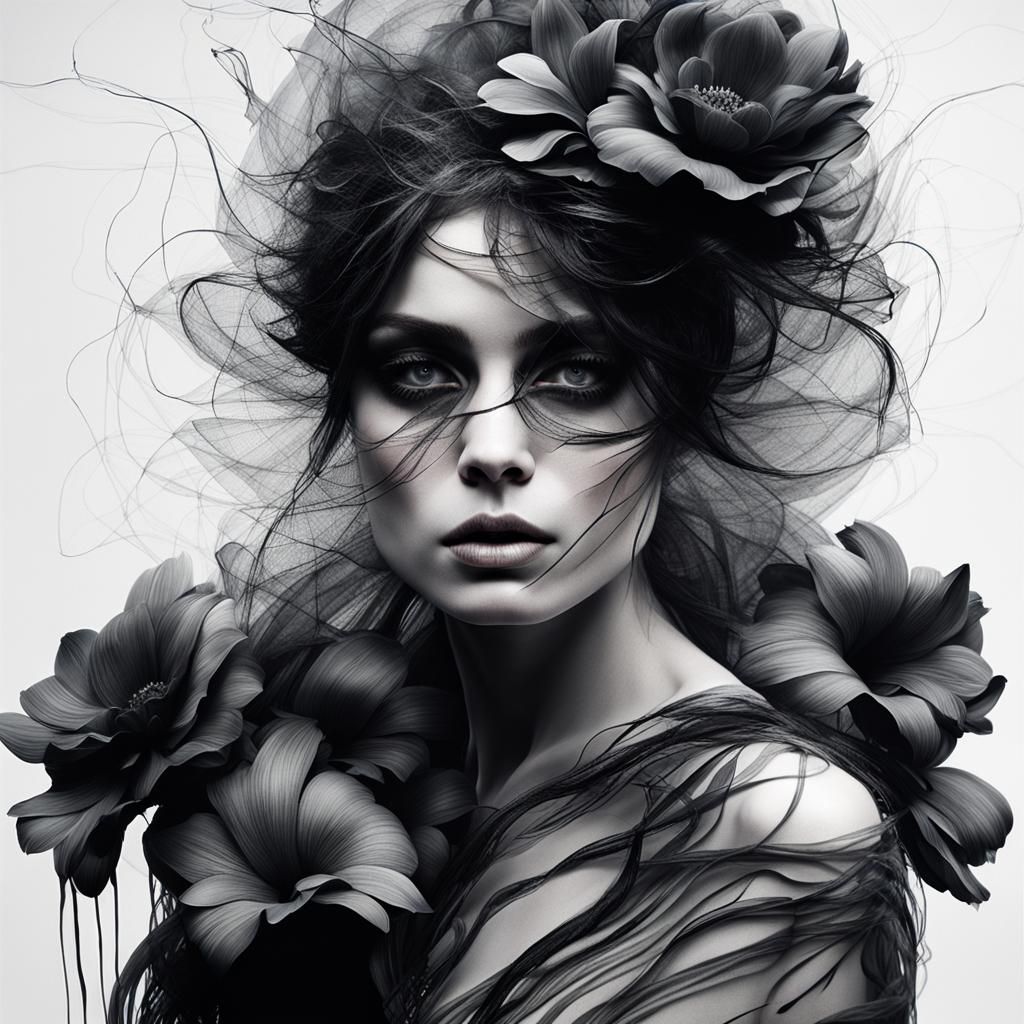 Beautiful Woman in Speculative Dark Fashion Photography