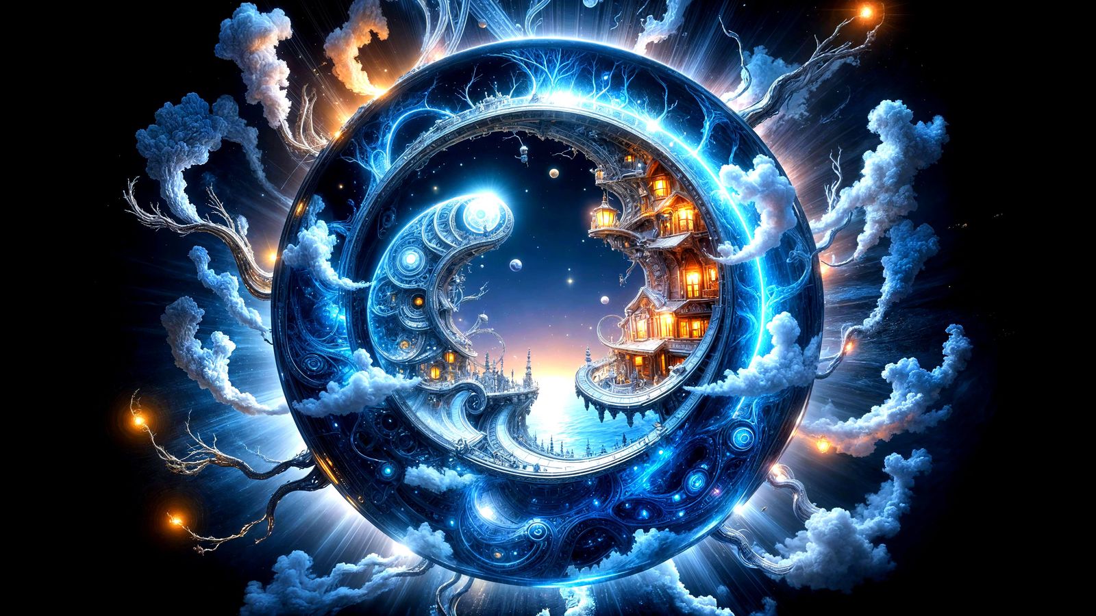 Bilayered Yin-Yang Landscape in Hyperrealism