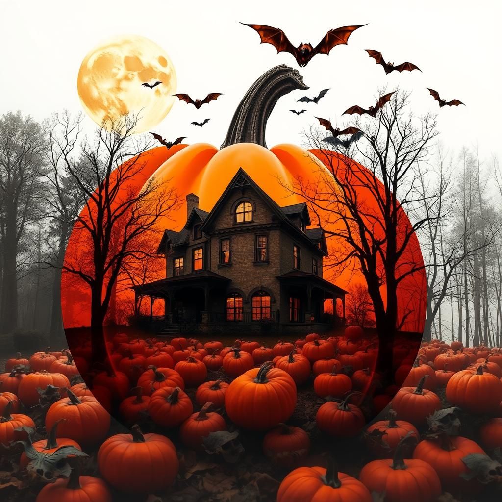 Spooky Pumpkin Patch Double Exposure in Alcohol Ink