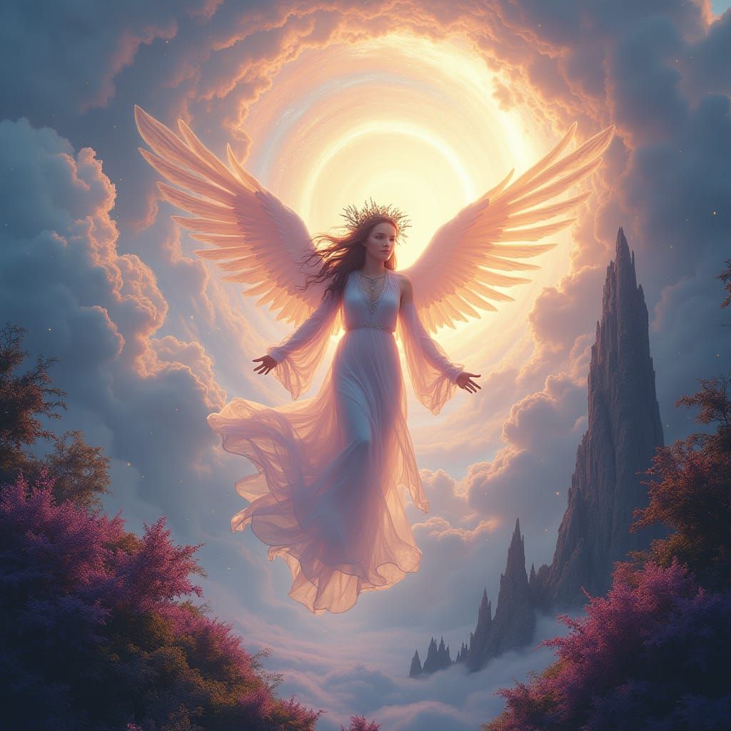 Ethereal Goddess Rises from Celestial Vortex