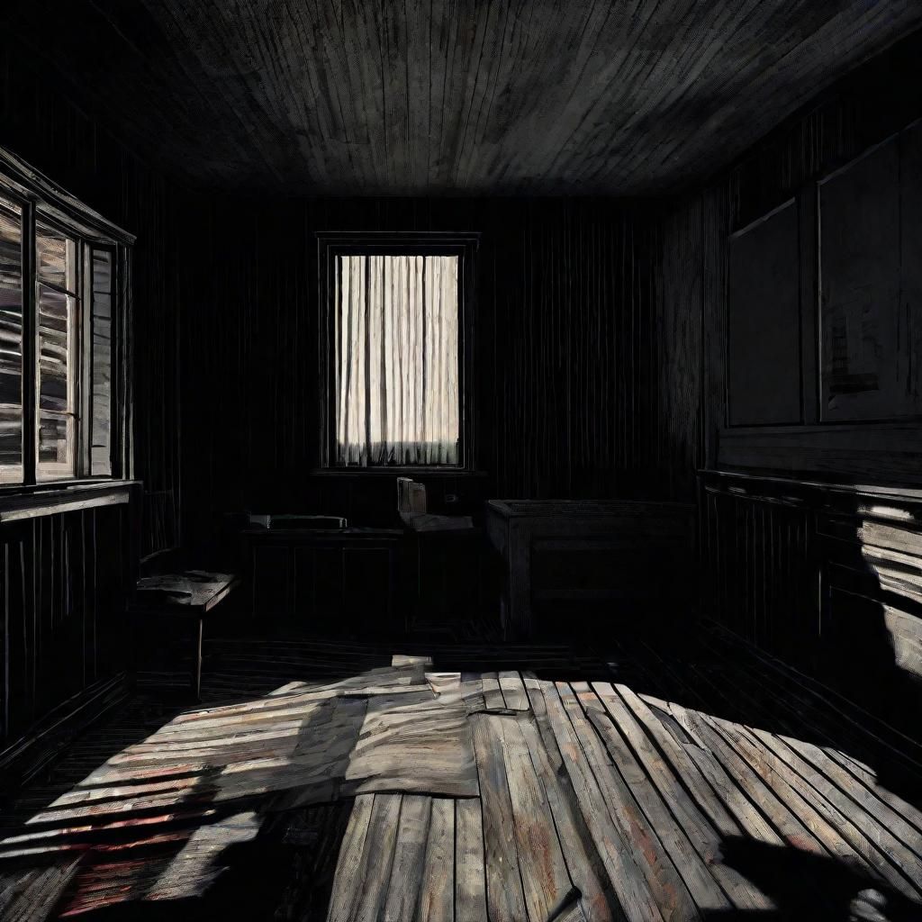 Film Noir Cabin in Ruins: Cel-Shaded Horror