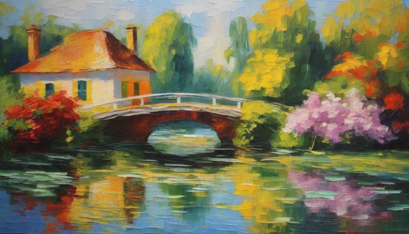 Impasto Painting of House in Giverny Garden